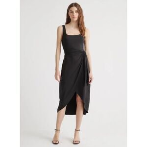 Quince Women's Tencel Jersey Side Tie Midi Dress Black L